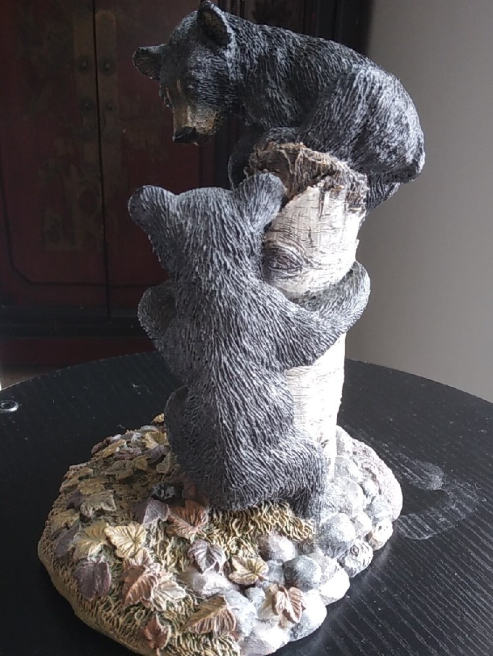 Vintage 90s Living Stone Bear Cubs Tree Tag Sculpture - Picture 7 of 11